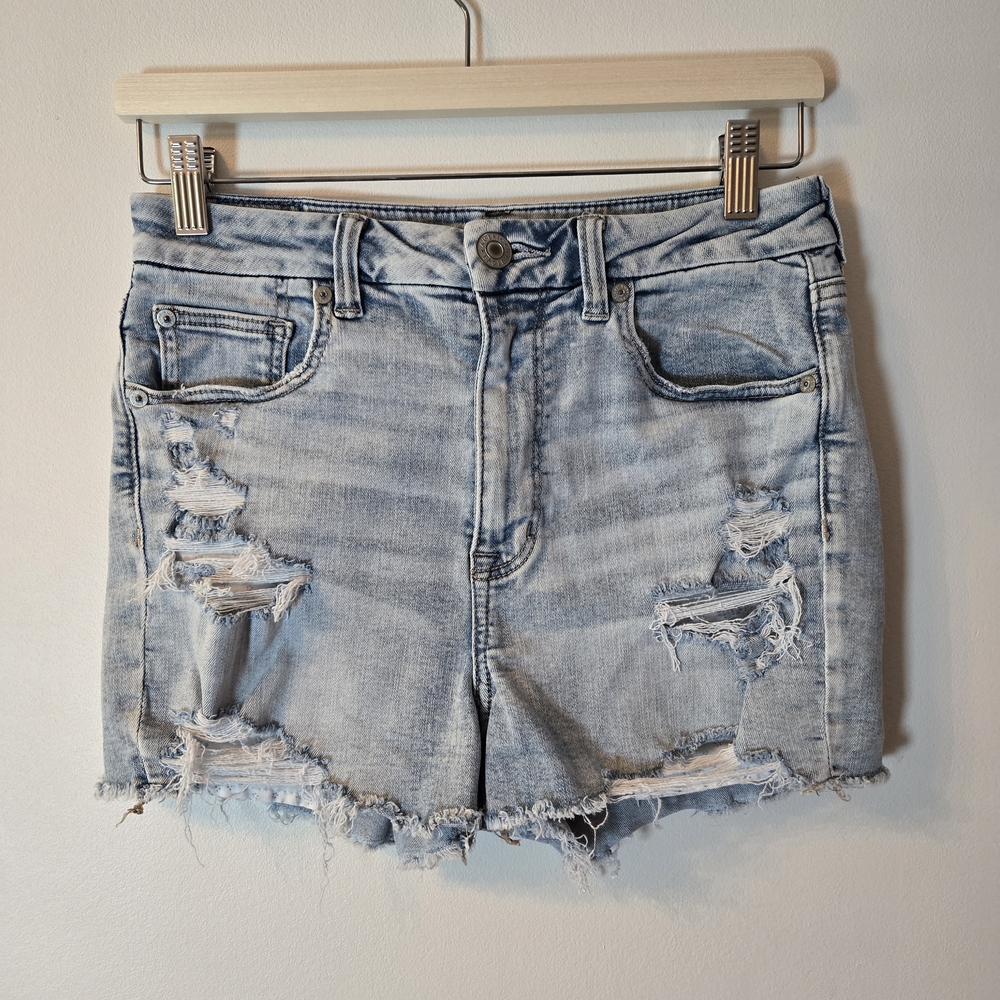 American Eagle Outfitters Light Blue Distressed Denim Jean Shorts